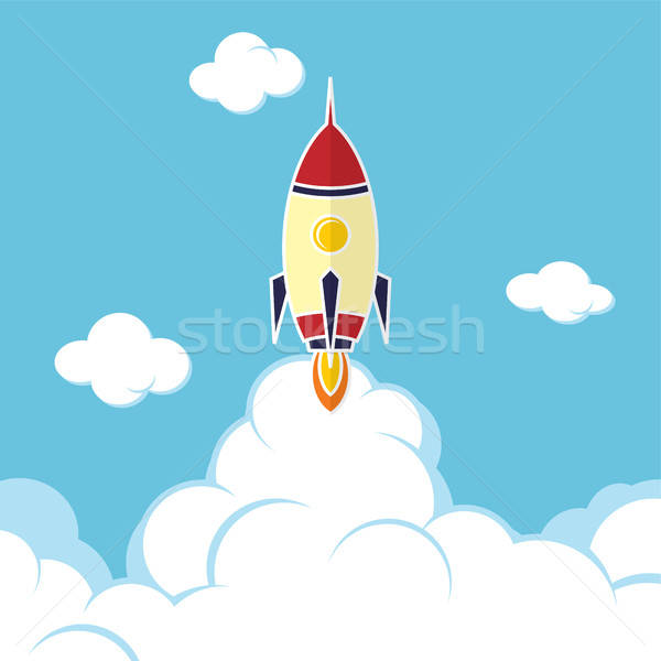 600x600 Rocket Ship Launch Vector Illustration