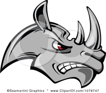450x395 Clipart Mad Gray Rhino Face Logo