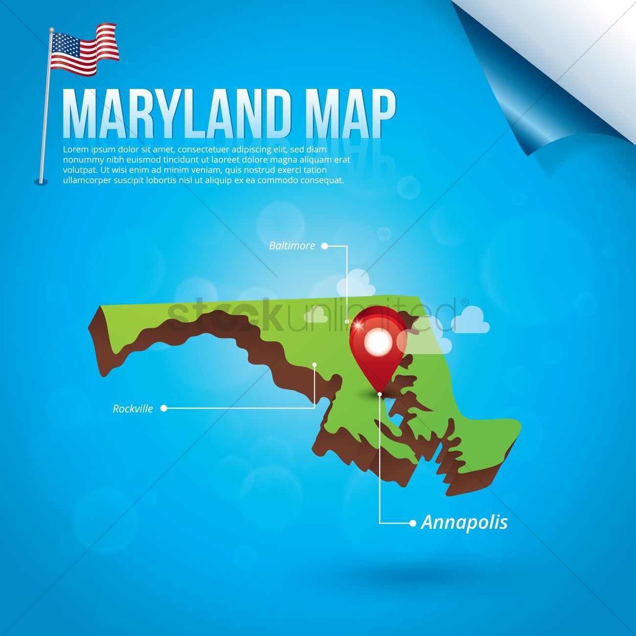 1300x1300 Map Of Maryland State Vector Image