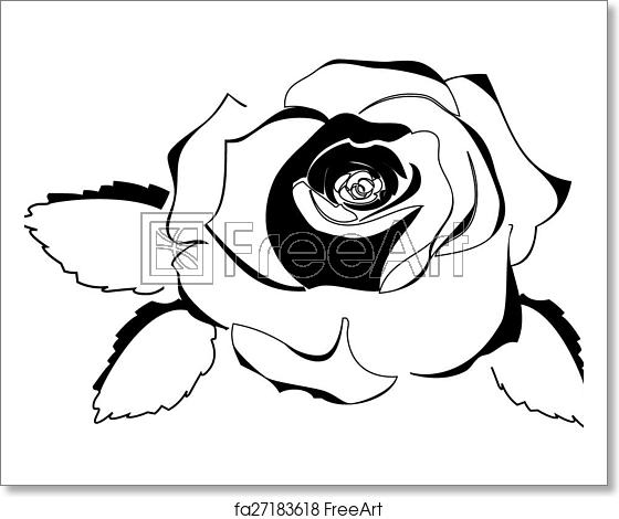 560x470 Free Art Print Of Rose Vector Rose Silhouette Outline Freeart