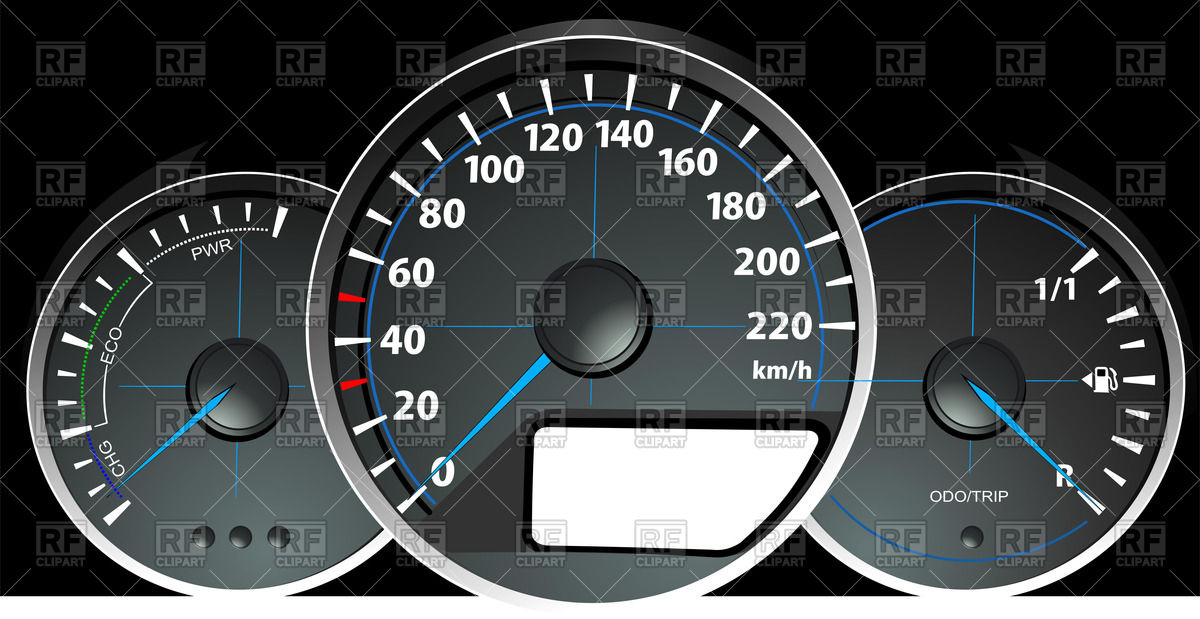 1200x619 Car Dashboard Gauges Speedometer, Rpm And Fuel Level Indicator