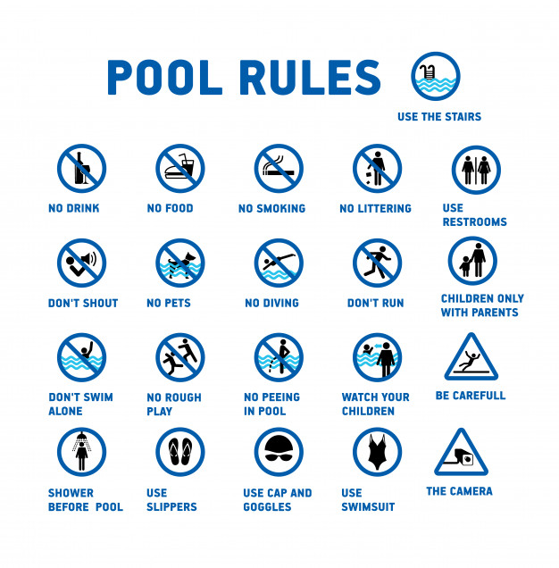 626x636 Swimming Pool Rules Set Of Icons And Symbol For Pool Vector