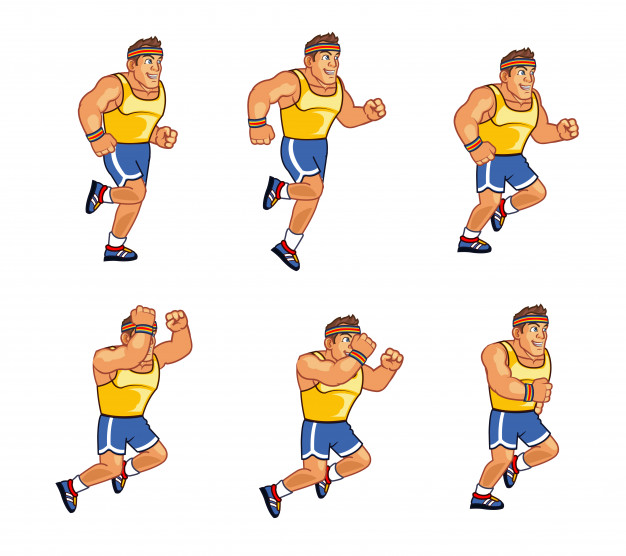 626x556 Running Man Game Character Running Sprite Vector Premium Download