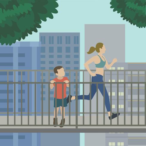 490x490 Woman Running On An Elevated Rail Trail Illustration