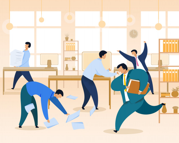 626x500 Work Rush, Office Chaos, Flat Illustration Vector Premium Download