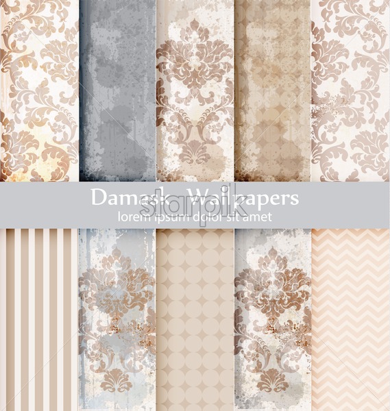 Vector Rococo Pattern Textures Set Damask Ornament Grunge 569x600 Vector Rococo Pattern Textures Set Damask Ornament Grunge