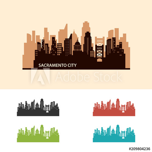 500x500 Sacramento City Icon Skyline Logo Vector