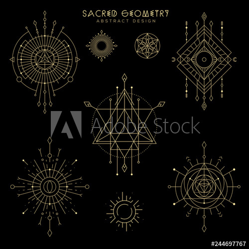 500x500 Vector Sacred Geometry Illustration Set Mystical Celestial