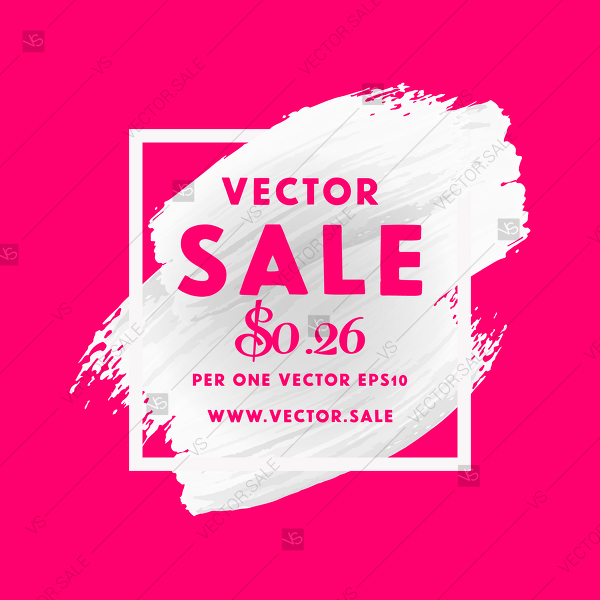 600x600 Vector Sale Banner Poster Pink Raspberry Art Brush Acrylic Stroke