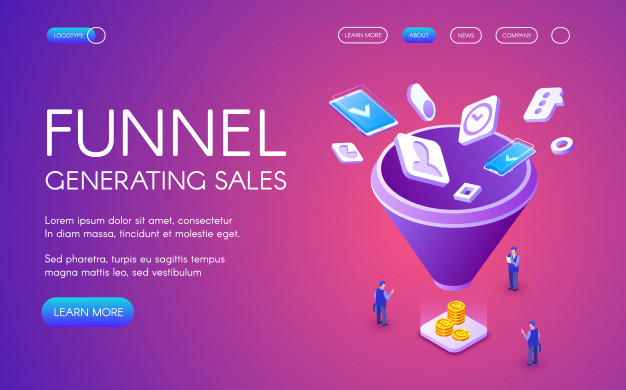 626x390 Funnel Generation Sales Illustration For Digital Marketing And E
