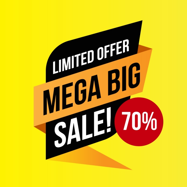640x640 Mega Big Sale Banner Design Vector, Sales, Marketing, Yellow Png
