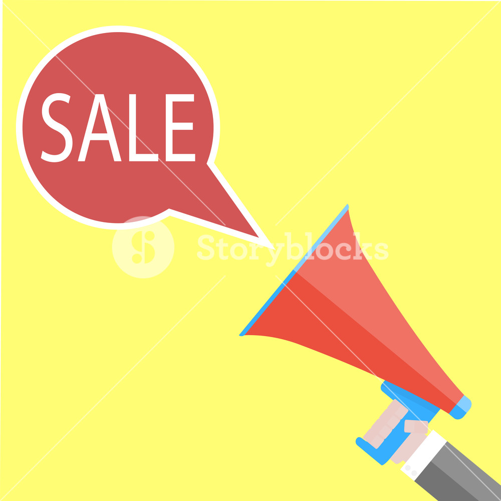 1000x1000 Announcement Of Sales With Megaphone Sale Banner And Marketing