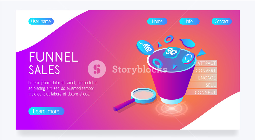 1000x550 Vector Bright Website With Funnel Sales Violet Site With Digital