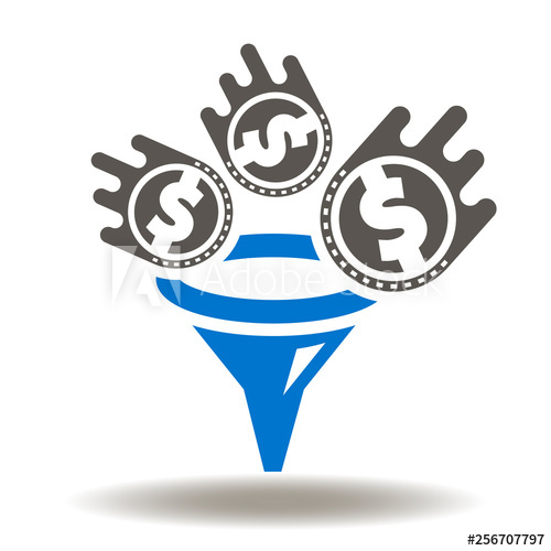 500x500 Funnel Dollar Coins Flow Icon Vector Sales Funnel Marketing Logo