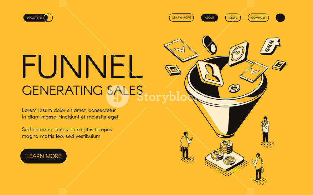 1000x624 Funnel Generating Sales Vector Illustration For Digital Marketing