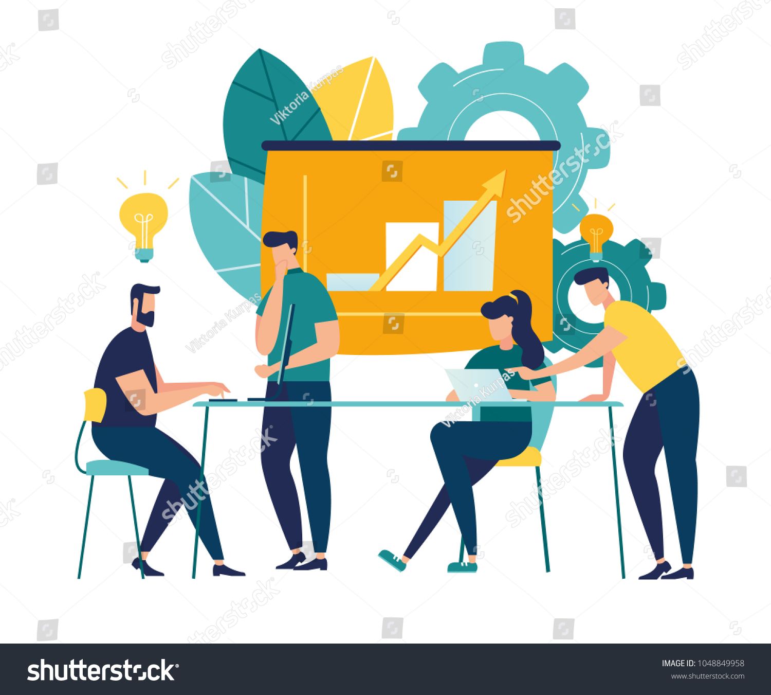 1500x1351 Vector Illustration Training Of Office Staff Increase Sales