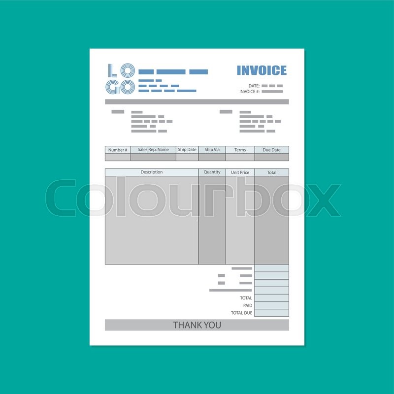 800x800 Unfill Paper Invoice Form Tax Stock Vector Colourbox