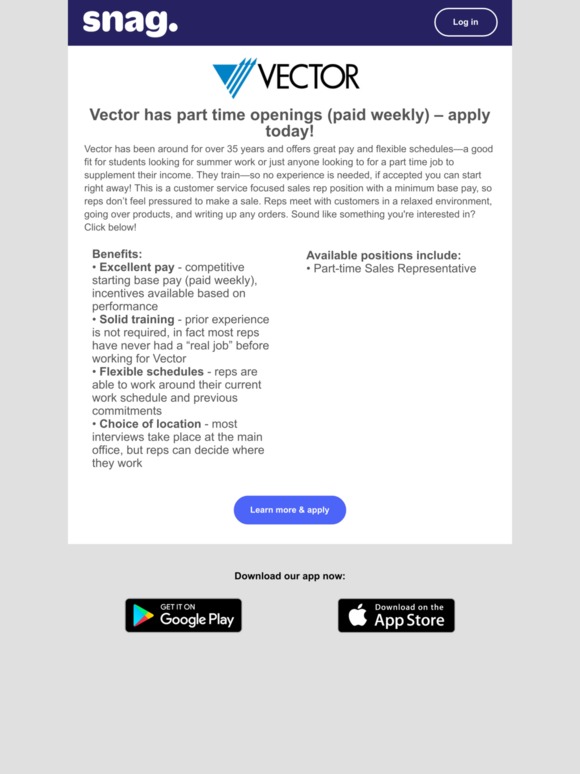580x774 Snagajob Job Alert Vector Marketing Has Immediate Openings