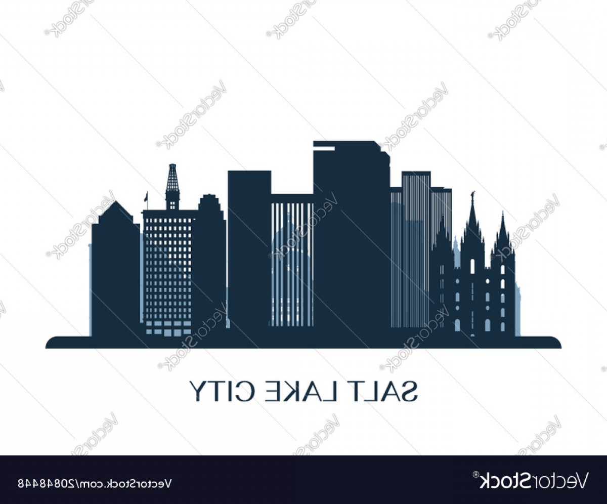 1200x996 Salt Lake City Skyline Monochrome Silhouette Vector Wallkeeper