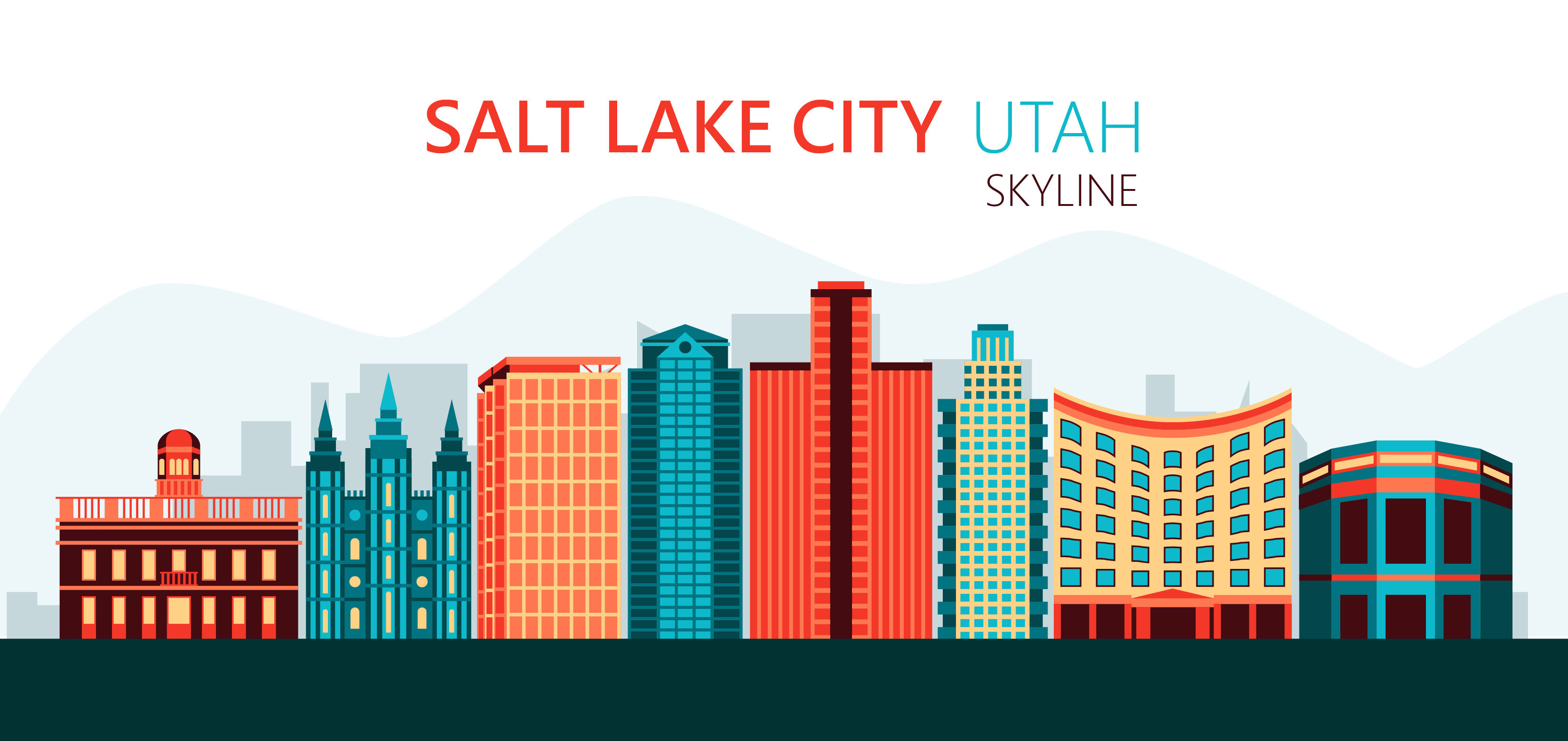 3333x1576 Salt Lake City Skyline Illustration