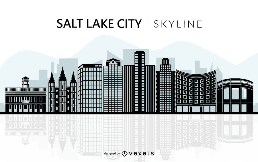 900x566 Salt Lake City Skyline Silhouette