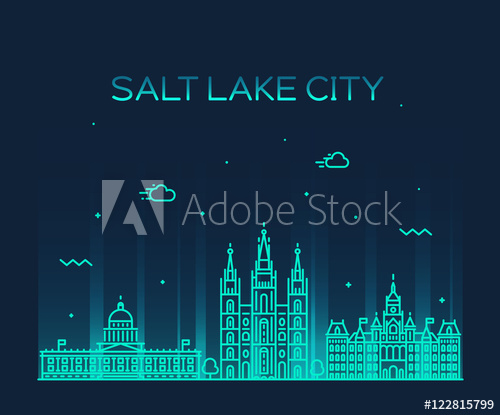500x415 Salt Lake City Skyline Utah Vector Linear Style