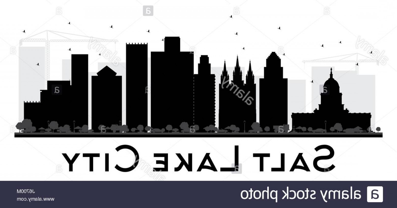 1560x817 Stock Photo Salt Lake City City Skyline Black And White Silhouette