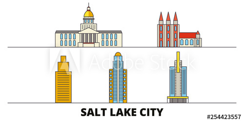 500x250 United States, Salt Lake City Flat Landmarks Vector Illustration