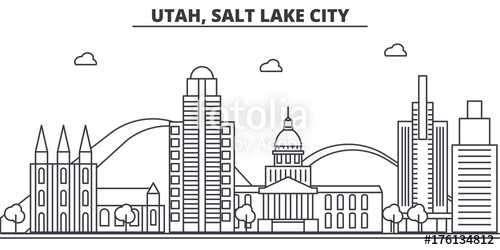 500x250 Utah, Salt Lake City Architecture Line Skyline Illustration