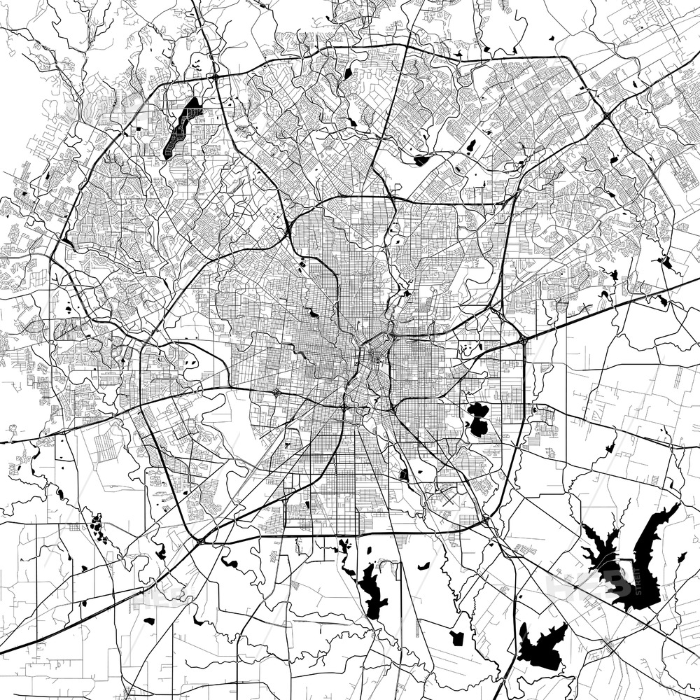 San Antonio Monochrome Vector Map Hebstreits Sketches 1000x1000 San Antonio Monochrome Vector Map Hebstreits Sketches