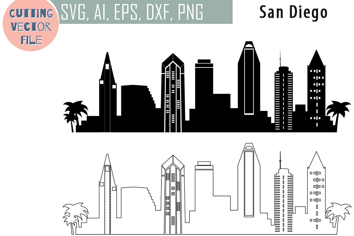 1158x772 San Diego Vector, California Skyline Usa City, Png