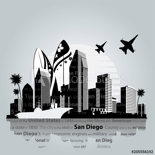 500x500 San Diego City Skyline Vector Illustration