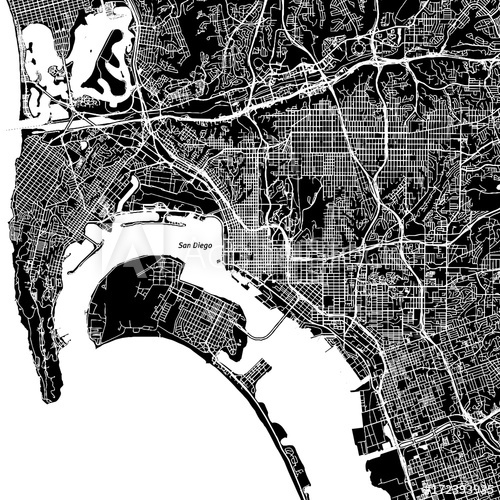 500x500 San Diego, California Downtown Vector Map