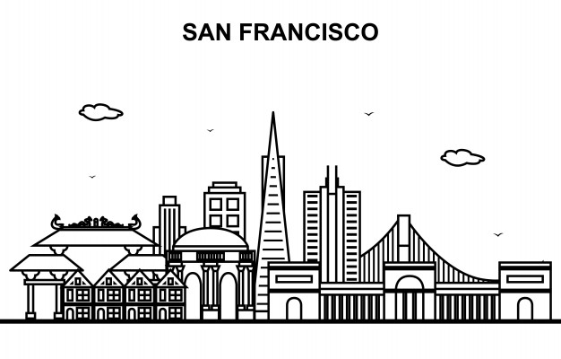 626x400 San Francisco City Tour Cityscape Skyline Line Outline Vector