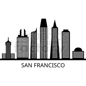 300x300 Black San Francisco City Skyline Vector Clipart Royalty Free Gif