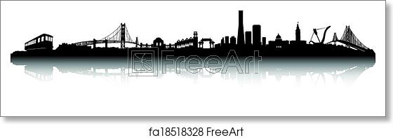 560x197 Free Art Print Of San Francisco Skyline Vector San Francisco City