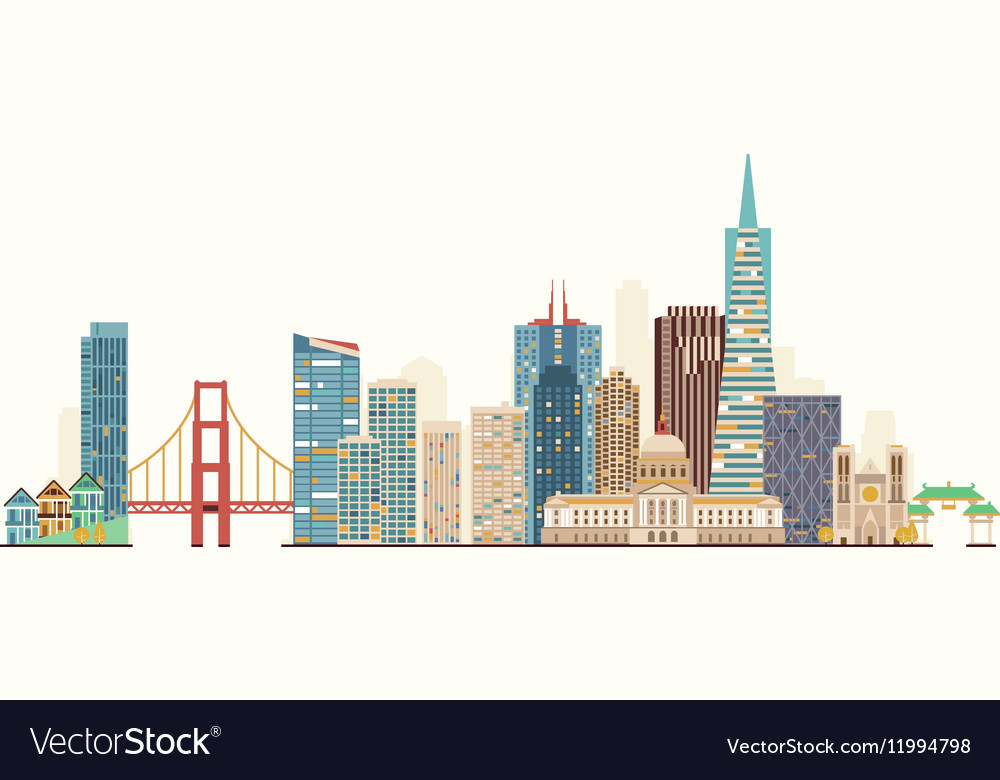 1000x780 Huge Collection Of 'san Francisco Skyline Silhouette Vector