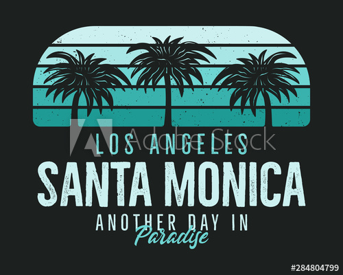 500x400 Santa Monica Beach Graphic For T Shirt, Prints Vintage Los
