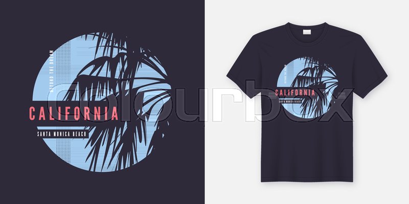 800x400 Santa Monica Beach T Shirt And Apparel Stock Vector Colourbox