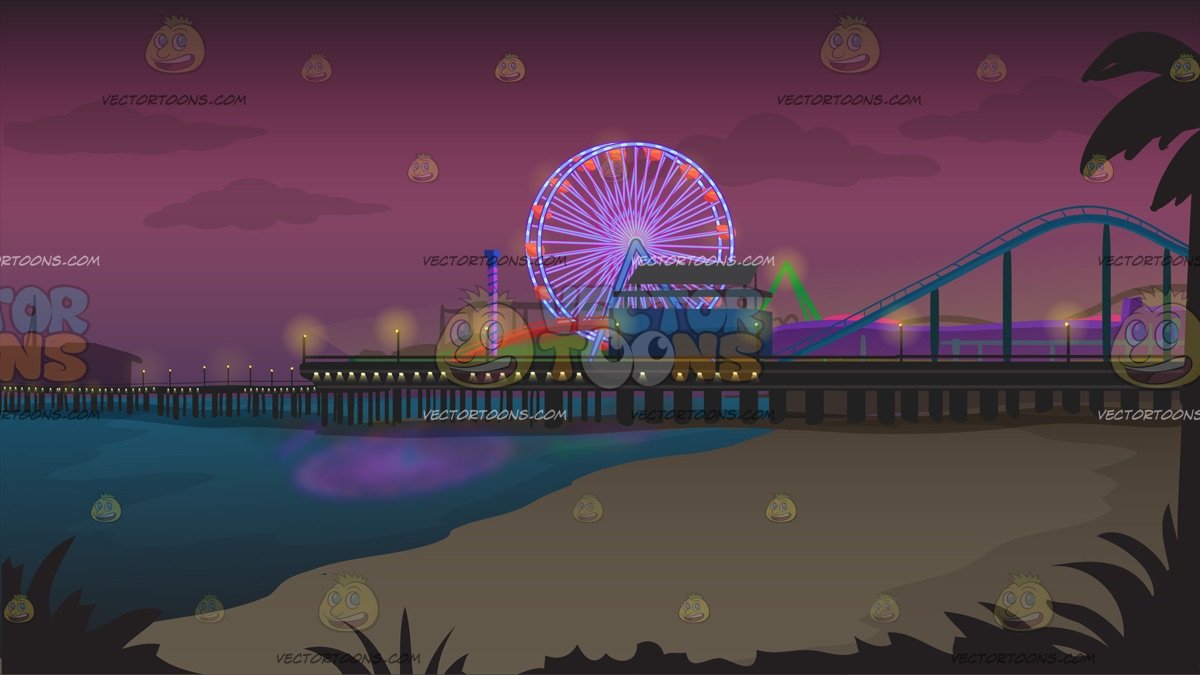 1200x675 Santa Monica Pier Background Clipart Cartoons