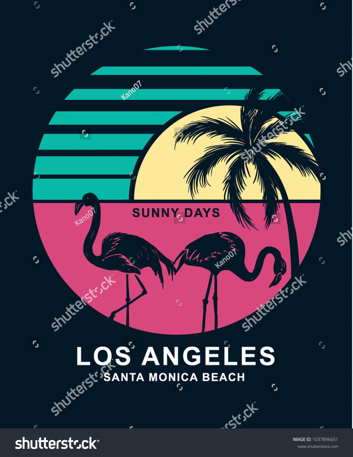 1239x1600 Santa Monica Beach In Los Angeles Text With Flamingo Birds