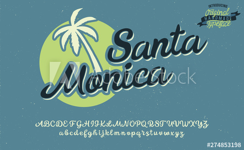500x308 Santa Monica Summer Beach Logo Vector Illustration Retro Serif