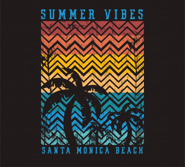 626x566 Summer Vibes Santa Monica Beach Illustration Vector Premium Download