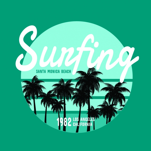 640x640 Surfing Santa Monica Beach Art Design, Spring Design, Hot Design