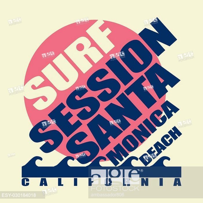 701x700 Surfing T Shirt Graphic Design Santa Monica Beach Surfing, Stock