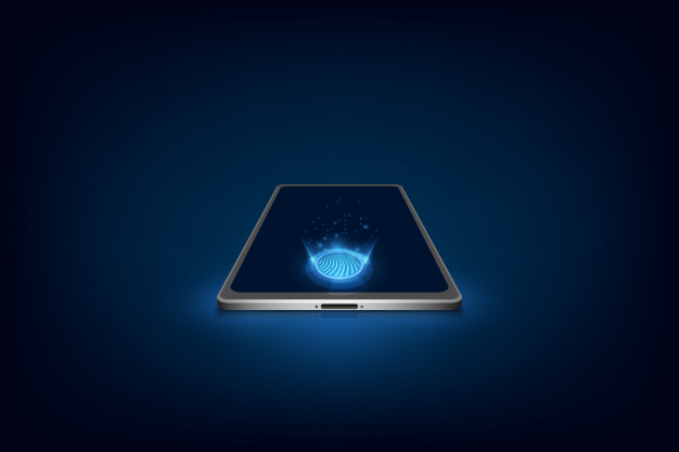 626x417 Smartphone With Finger Scan, Vector Vector Premium Download