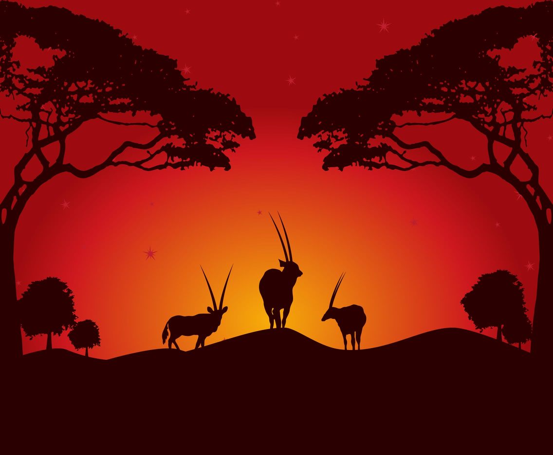 Oryx Landscape Sunset Vector Scene Vector Art Graphics 1136x936 Oryx Landscape Sunset Vector Scene Vector Art Graphics