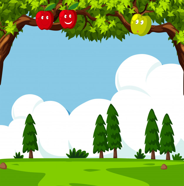 Scene With Apple Trees And Green Field Vector Free Download 626x634 Scene With Apple Trees And Green Field Vector Free Download