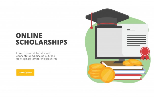 626x394 Online Scholarships Flat Design Banner Illustration Vector