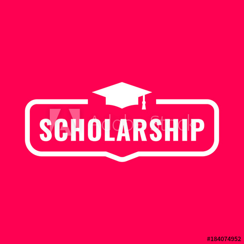 500x500 Scholarship Badge With Graduation Hat Icon Flat Vector